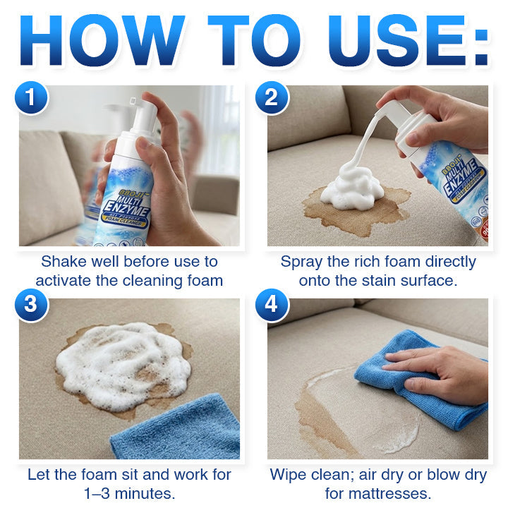 ✨BBOJI™ Multi-Enzyme Foam Cleaner🫧 | Dissolves Grease, Grime, Food Stains & Everyday Messes | No-Scrub Spray-and-Wipe Formula | Gentle Multi-Surface Cleaner for Kitchen, Bathroom, Sofa & Car