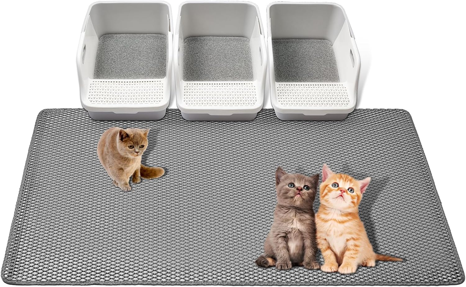 Cat Litter Mats- Extra Large XXL 47''X 36'',2 Layer Litter Box Mat for Indoor Cats,Rug for Pet Kitty,Litter Trapping Mats,Waterproof Urine Proof,Non-Slip