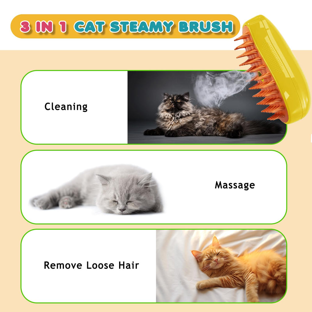 ✨Skavix™ FluffyMist Spritz Cat Brush | Nano Mist Grooming, Hairball Prevention & Massage for All Hair Types