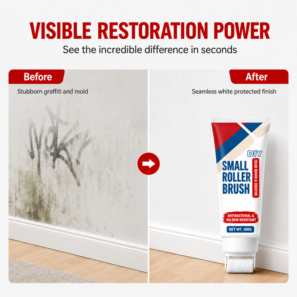 🧱🖌️✨Waterproof Wall Repair Paste with Integrated Small Roller Brush
