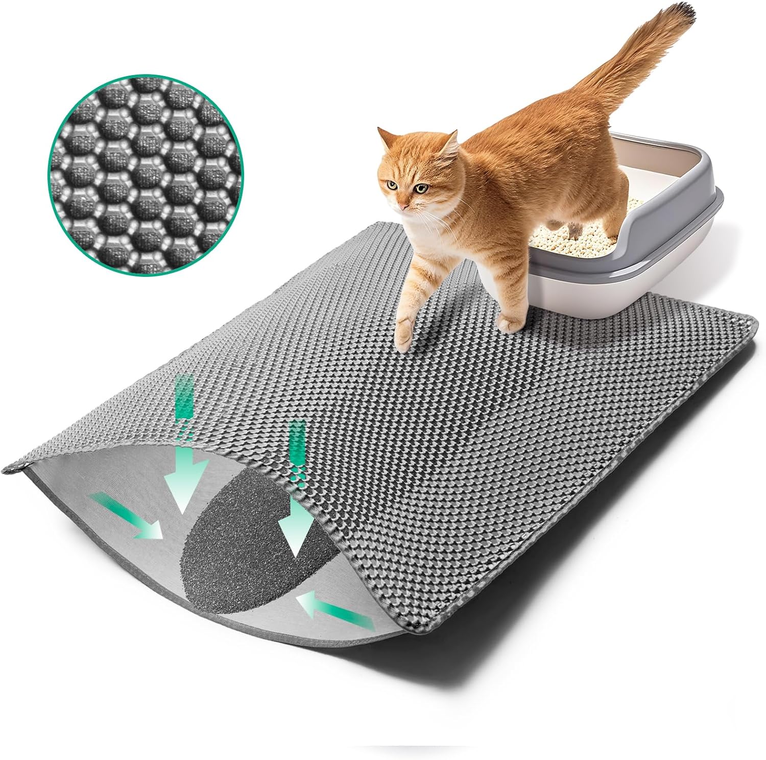 Cat Litter Mats- Extra Large XXL 47''X 36'',2 Layer Litter Box Mat for Indoor Cats,Rug for Pet Kitty,Litter Trapping Mats,Waterproof Urine Proof,Non-Slip