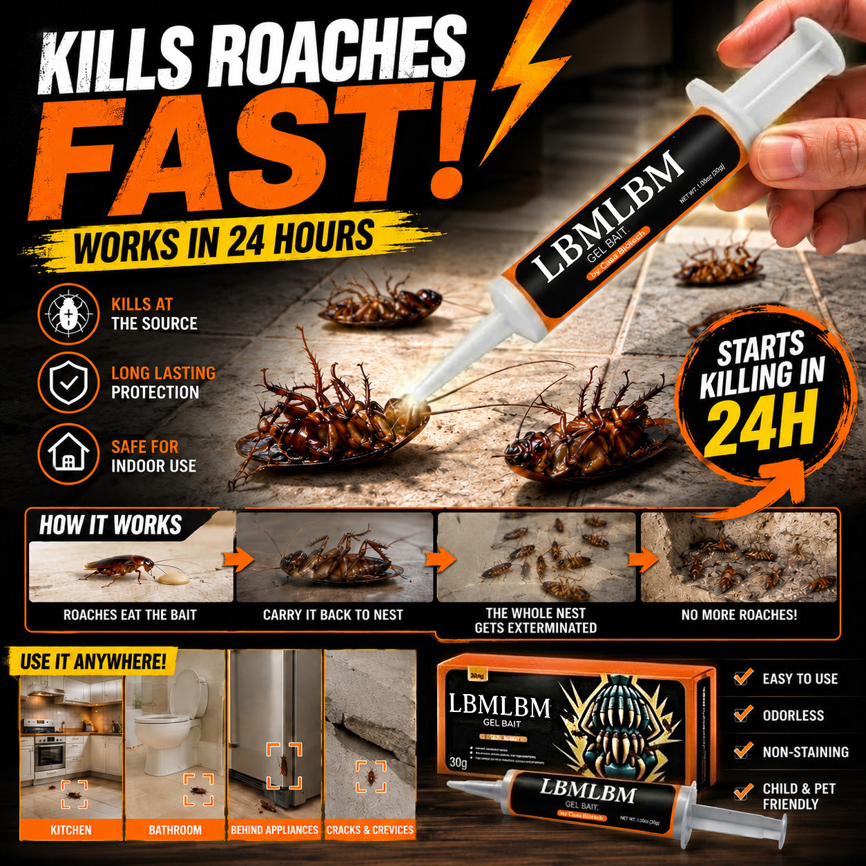🔥Limited-Time Offer – Save 50% Today🔥LBMLBM Cockroach Gel Bait (New Upgraded Formula)