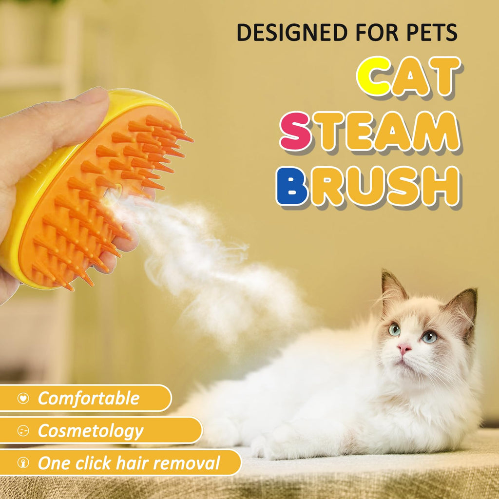 ✨Skavix™ FluffyMist Spritz Cat Brush | Nano Mist Grooming, Hairball Prevention & Massage for All Hair Types