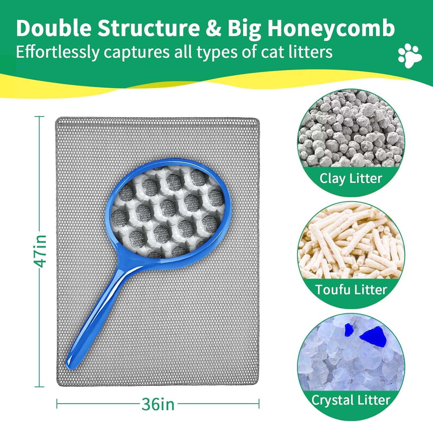 Cat Litter Mats- Extra Large XXL 47''X 36'',2 Layer Litter Box Mat for Indoor Cats,Rug for Pet Kitty,Litter Trapping Mats,Waterproof Urine Proof,Non-Slip