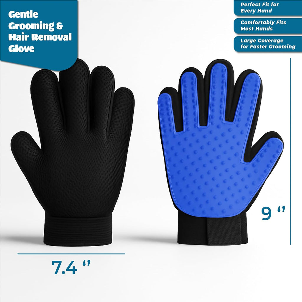 Pet Hair Removal Glove for Dogs & Cats, Soft Rubber Bristles Grooming Glove, Massage & Deshedding Tool for Shedding Fur