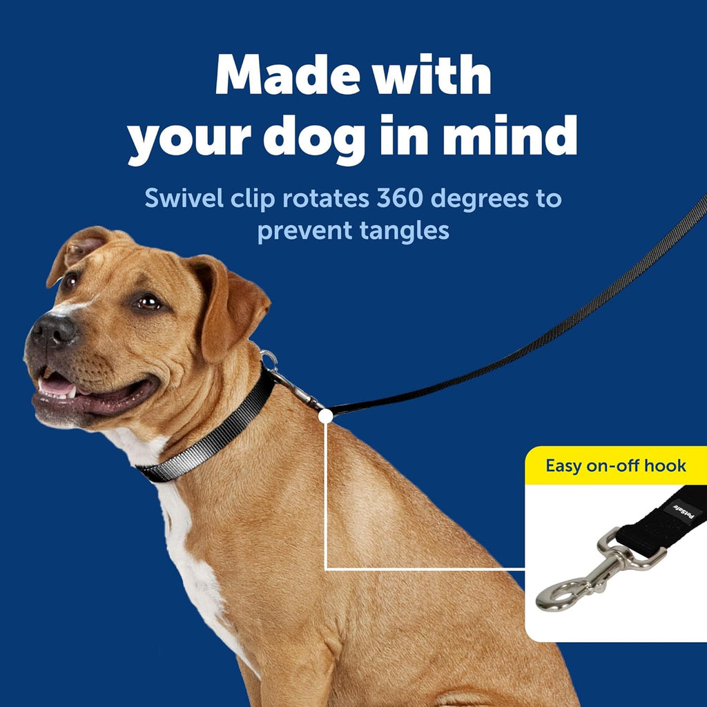 Nylon Leash - Durable Cat & Dog Behavioral Training Leash - Compatible with Easy-Walk Harness - Traditional-Style Reliable Pet Lead with a Padded Hand Wrap - 3/8" x 6' - Black