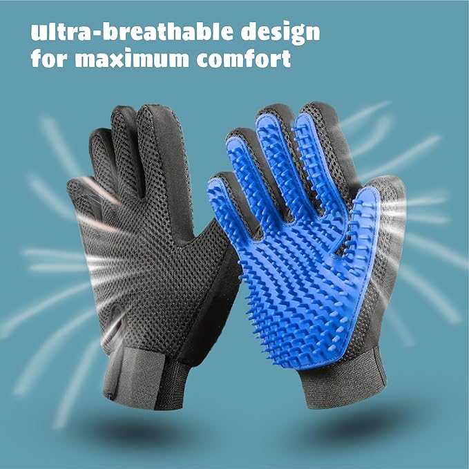 Pet Hair Removal Glove for Dogs & Cats, Soft Rubber Bristles Grooming Glove, Massage & Deshedding Tool for Shedding Fur