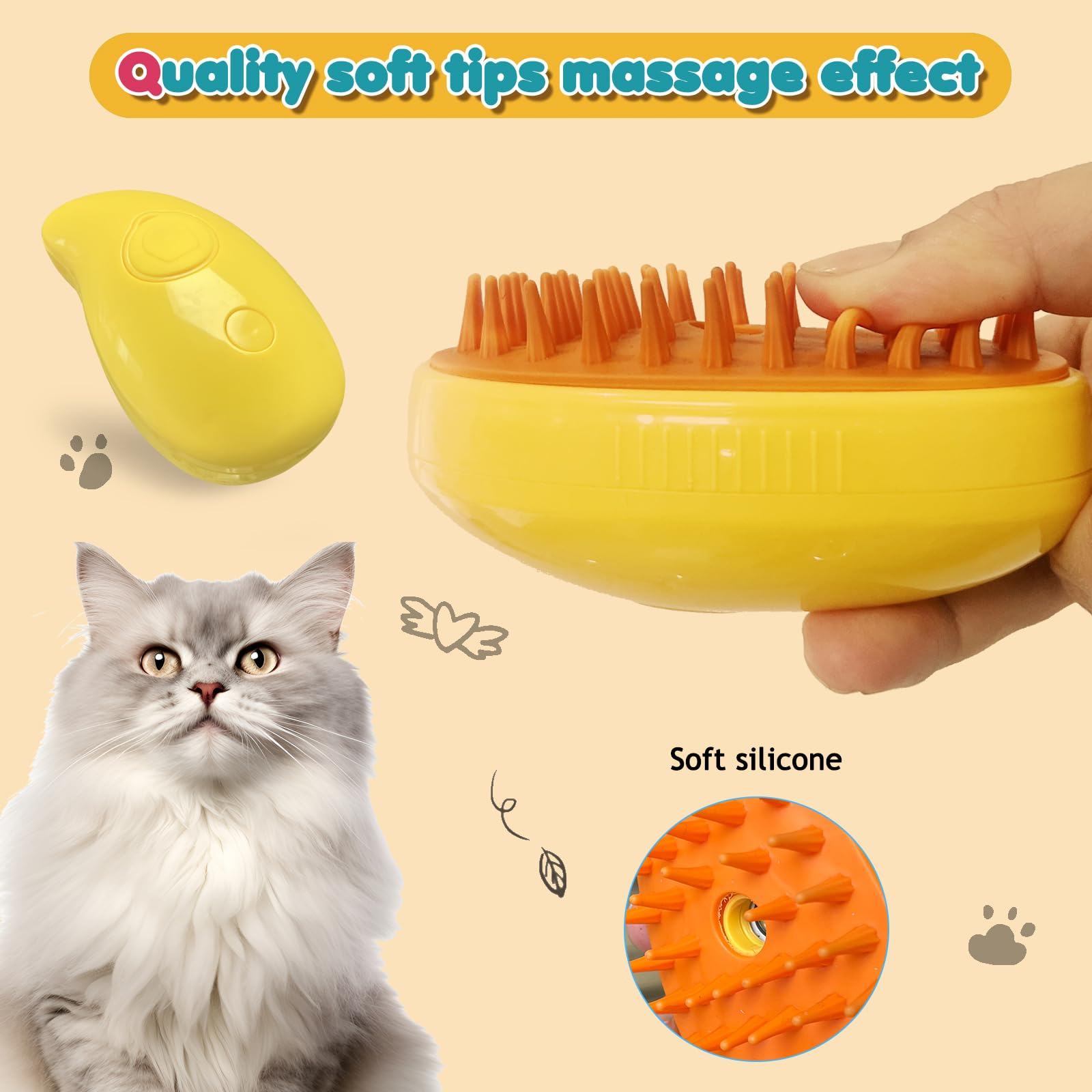 ✨Skavix™ FluffyMist Spritz Cat Brush | Nano Mist Grooming, Hairball Prevention & Massage for All Hair Types