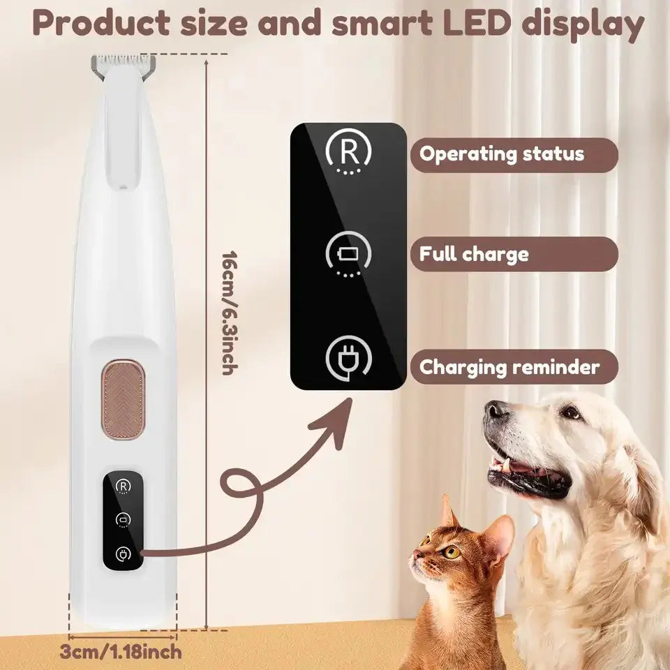 2-in-1 Pet Hair Trimmer for Dogs & Cats, Adjustable Grooming Clipper for Long & Short Hair, Quiet Self-Cleaning Electric Pet Hair Cutter
